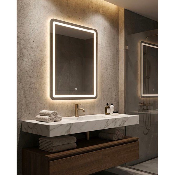 Sienas spogulis ar gaismu 60x80 cm Simple – Mauro Ferretti-image-1