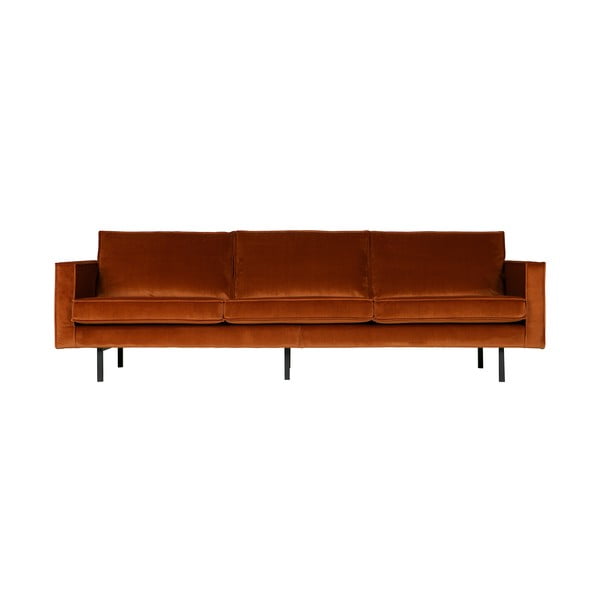 Oranžs samta dīvāns BePureHome Rodeo, 277 cm