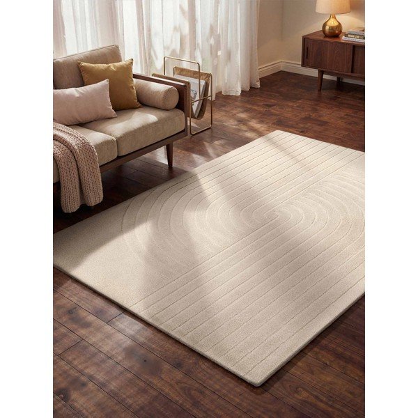 Krēmkrāsas ar rokām darināts vilnas paklājs 200x300 cm Arcura – Vikosa-image-1