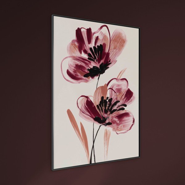 Drukāta glezna ar rāmi/uz audekla 70x100 cm Burgundy Blooms – Styler-image-1