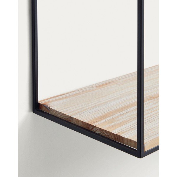 Melns/dabīga toņa egles masīvkoka sienas plaukts 90 cm Elisha – Kave Home-image-3