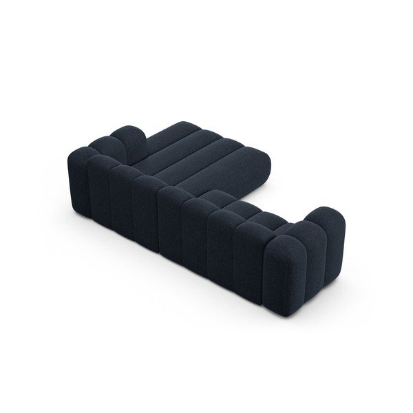 Tumši zils stūra dīvāns no šenila auduma (ar labo stūri/ar zvilni) Lupine – Micadoni -image-3