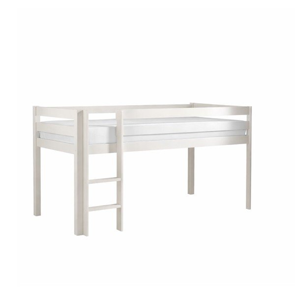 Balta paaugstināta gulta no priedes koka 90x200 cm PINO – Vipack