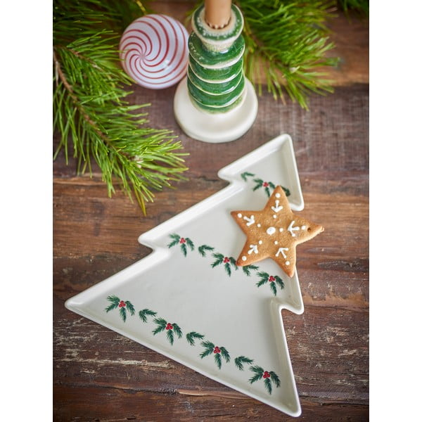 Krēmkrāsas servēšanas māla šķīvis ar Ziemassvētku motīvu Berry – Bloomingville-image-1