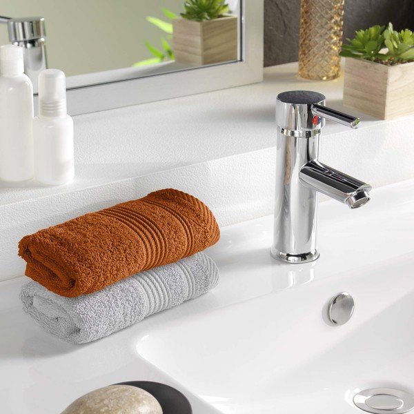 Terakotas oranžs frotē kokvilnas dvielis 30x50 cm Tendresse – douceur d'intérieur-image-1