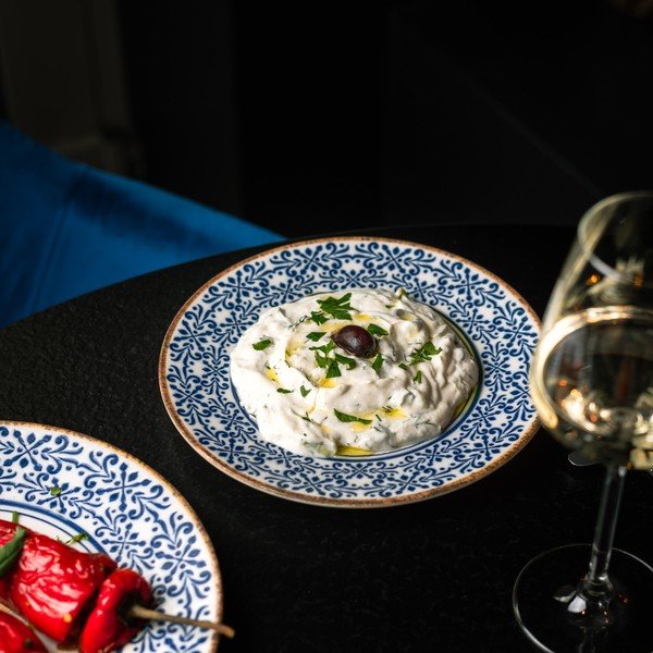 Balts/zils deserta porcelāna šķīvis ø 21 cm Azul – BonBistro-image-1