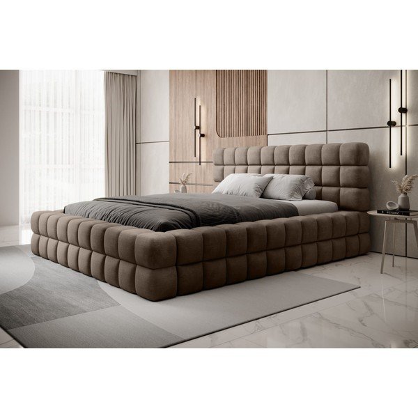 Gaiši brūna polsterēta divvietīga gulta ar veļas kasti un ar redelēm 160x200 cm Dizzle – ELTAP-image-4