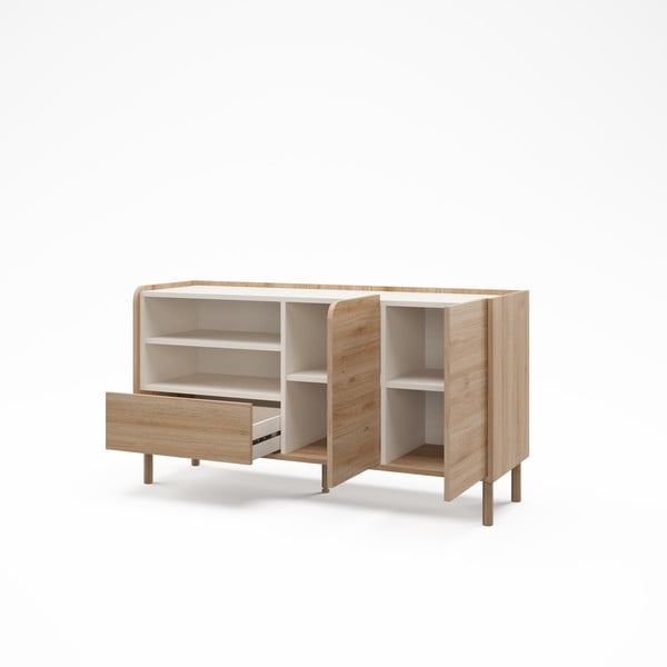 Dabīga toņa kumode ar ozolkoka imitāciju 141x75,5x44 cm Monza – Marckeric-image-2