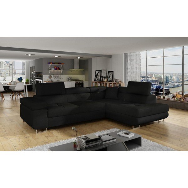 Melns salokāms/ar uzglabāšanas vietu stūra dīvāns (ar labo stūri/L veida) Anton – ELTAP-image-3