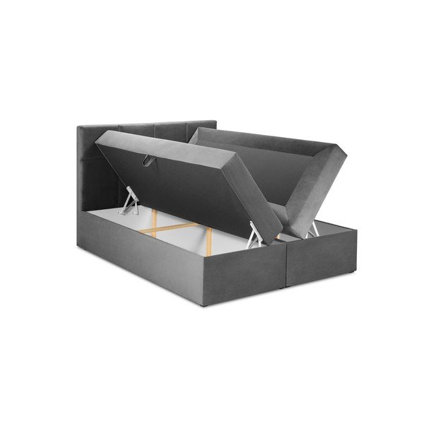 Pelēka samta divguļamā gulta Mazzini Beds Mimicry, 160 x 200 cm-image-3