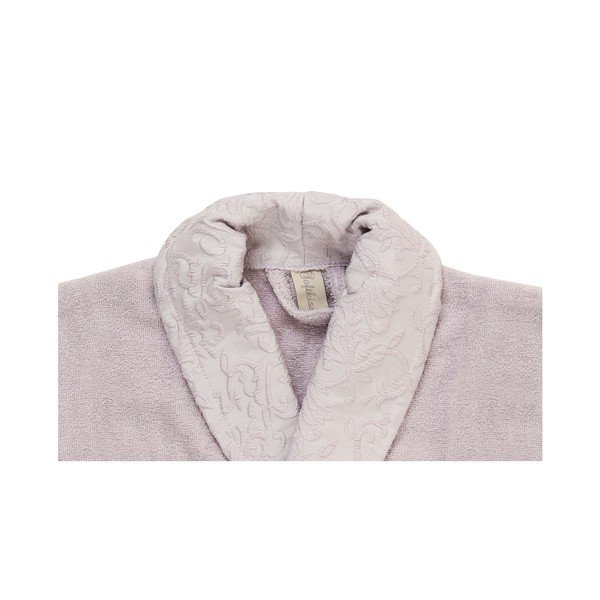 Gaiši violets peldmēteļa, dvieļa un vannas dvieļa komplekts, kas izgatavots no 100% kokvilnas Crespo, izmērs. M/L-image-3