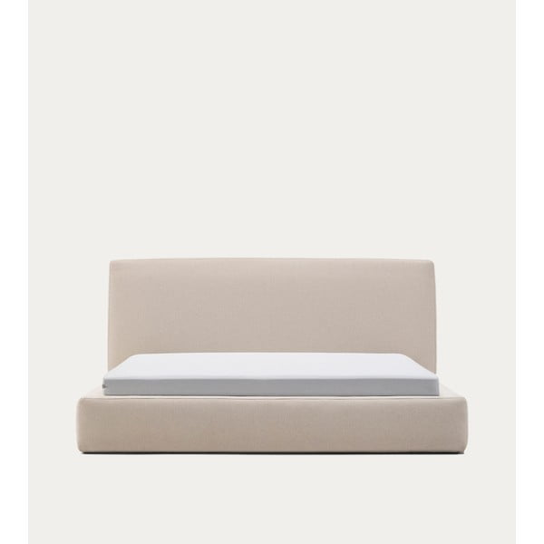 Bēša polsterēta vienvietīga gulta bez režģa 90x200 cm Blok – Kave Home-image-3