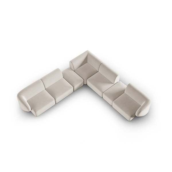 Bēšs samta stūra dīvāns Paolo – Milo Casa-image-1