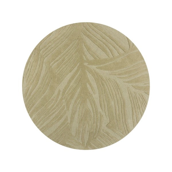 Zaļš vilnas apaļš paklājs ø 160 cm Lino Leaf – Flair Rugs