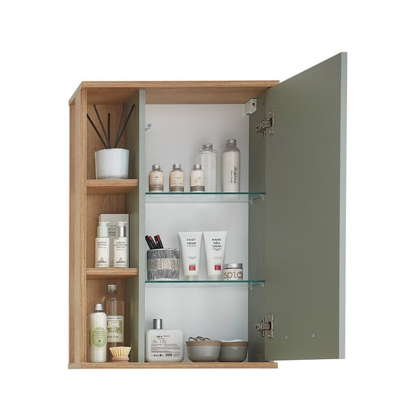 Zaļš piekaramais ozolkoka imitācijas vannas istabas skapītis 51x75 cm Set 963 - Pelipal-image-3