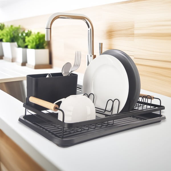 Melns metāla trauku žāvētājs 43x23,5 cm Radka – Orion-image-1