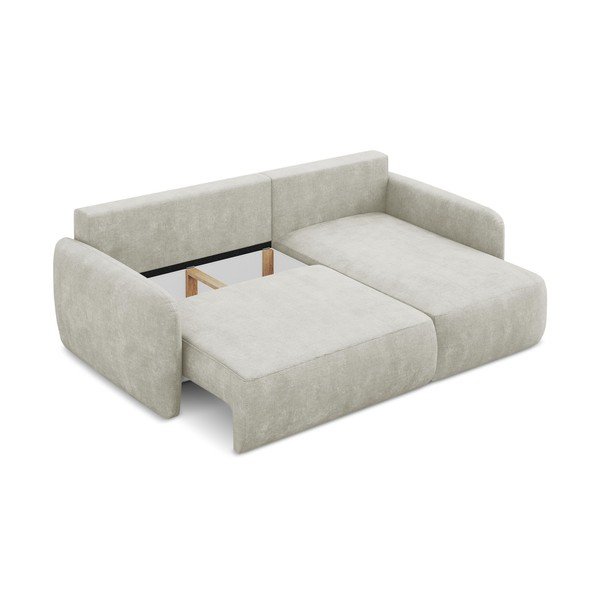 Krēmkrāsas salokāms stūra dīvāns no šenila auduma ar uzglabāšanas vietu (ar labo stūri/ar zvilni) Lilo – Makamii-image-3