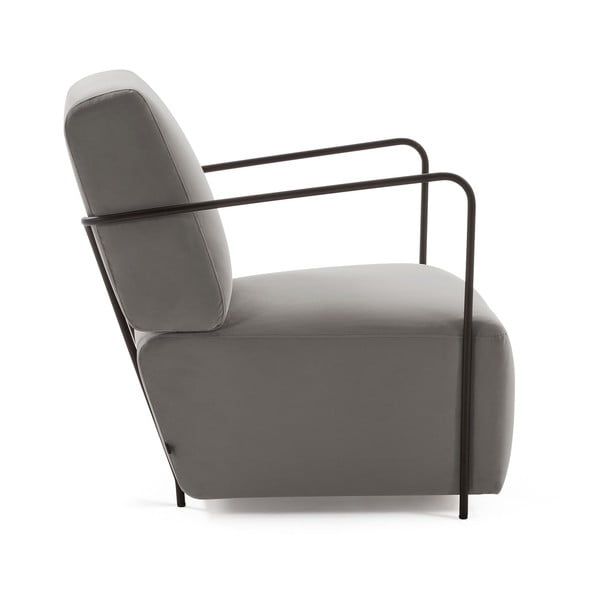 Pelēks samta atpūtas krēsls Kave Home Gamer-image-2