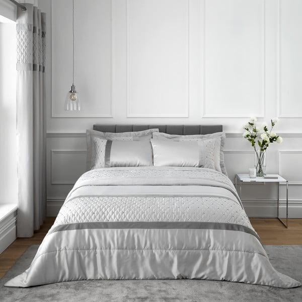 Pelēks satīna gultas pārklājs divguļamai gultai 240x260 cm Sequin Cluster – Catherine Lansfield