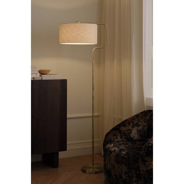 Krēmkrāsas/misiņa krāsas tekstila stāvlampa (augstums 160 cm) Josho – Ellos Home-image-2
