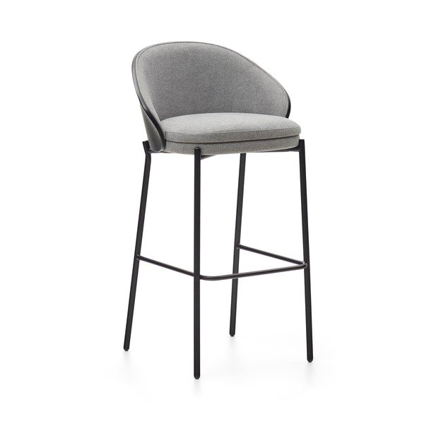 Melns/pelēks bāra krēsls (sēdekļa augstums 77 cm) Eamy – Kave Home