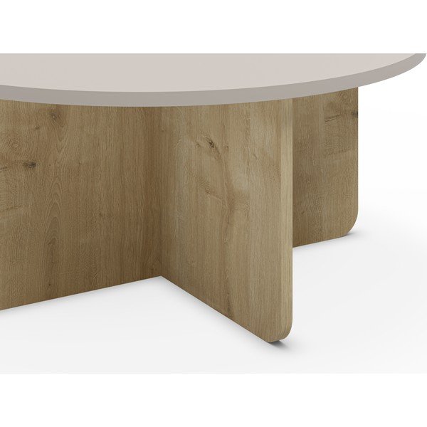 Krēmkrāsas/dabīga toņa apaļš žurnālgaldiņš ar ozolkoka imitāciju ø 80 cm Hillary – Marckeric-image-3