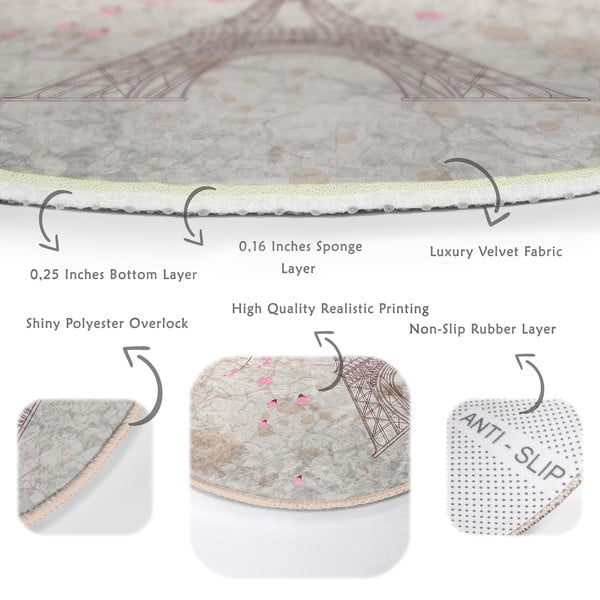 Gaiši rozā mazgājams robotu putekļu sūcējiem piemērots apaļš paklājs ø 120 cm Comfort – Mila Home-image-4