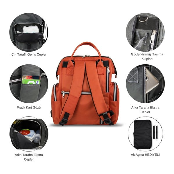 Zaļa mugursoma māmiņām ar USB portu My Valice HAPPY MOM Care Backpack-image-4