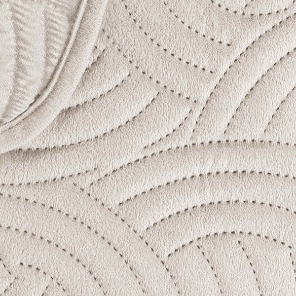 Krēmkrāsas samta gultas pārklāja un spilvendrānas komplekts 240x260 cm Solange – douceur d'intérieur-image-4