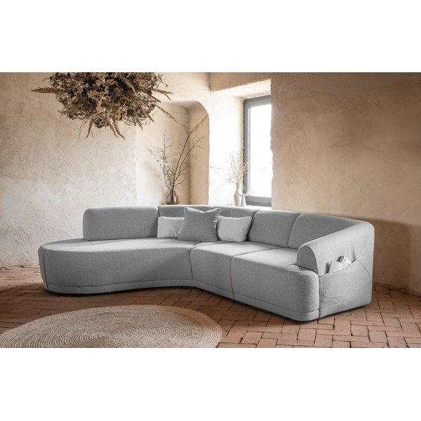 Gaiši pelēks izvelkamais stūra dīvāns (kreisais stūris) Bella Siena – Miuform-image-1