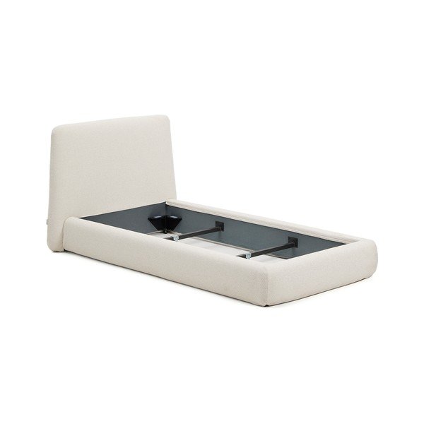 Bēša polsterēta vienvietīga gulta bez režģa 90x200 cm Martina – Kave Home-image-2