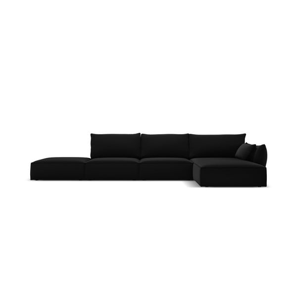 Melns samta stūra dīvāns (ar labo stūri/ar zvilni) Vanda – Mazzini Sofas