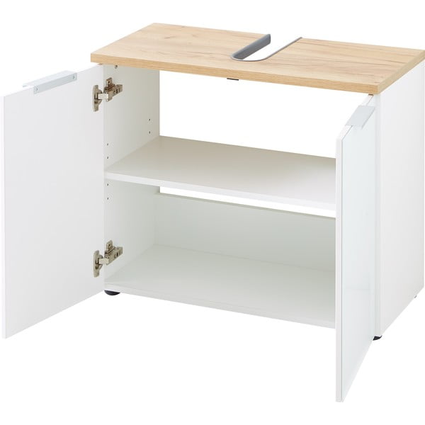 Balts skapītis zem izlietnes ar ozolkoka imitāciju  70x58 cm Pescara – Germania-image-3