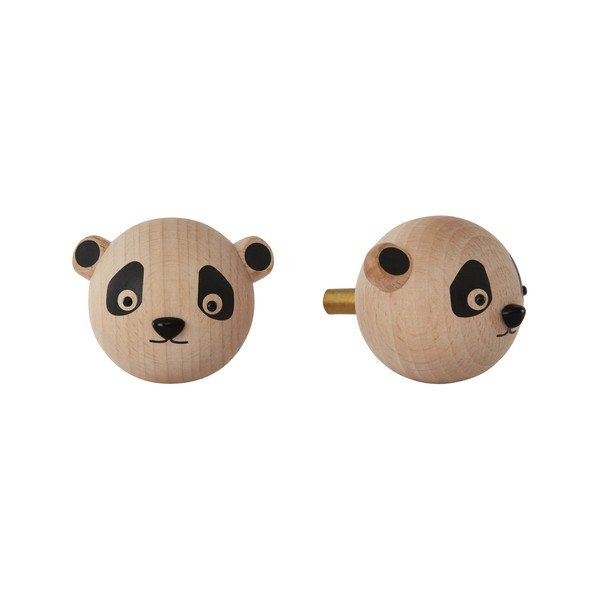 Dabīga toņa dižskābarža masīvkoka sienas āķis Panda – OYOY Mini
