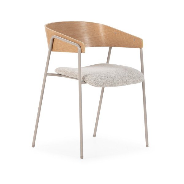 Gaiši pelēki/dabīga toņa polsterēti ēdamistabas krēsli ar roku balstiem (2 gab.) Cora – MOME