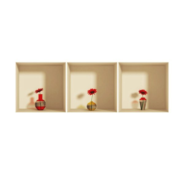 3 uzlīmju komplekts ar 3D efektu Ambiance Gerberas-image-2