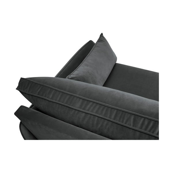 Tumši pelēks samta dīvāns ar melnām kājām Kooko Home Lento, 198 cm-image-4