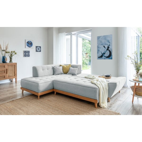 Gaiši pelēks izlaižams stūra dīvāns Miuform Dazzling Daisy L, kreisais stūris-image-4