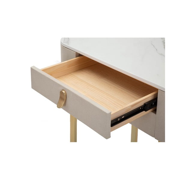 Bēšs/zelta krāsas konsoles galds ar marmora imitācijas galda virsmu 40x70 cm Beauty – Mauro Ferretti-image-1