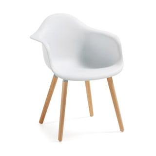 Balts krēsls ar dižskābarža koka kājām Kave Home Kenna