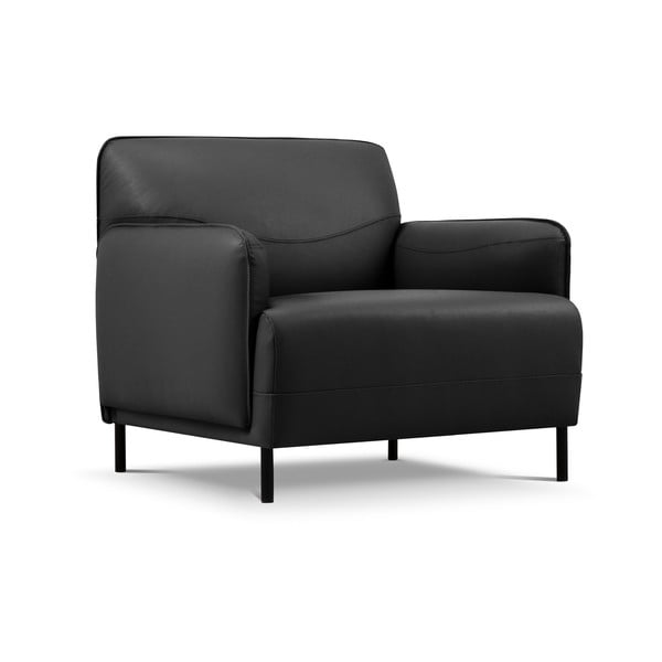 Tumši pelēks ādas atpūtas krēsls Windsor & Co Sofas Neso