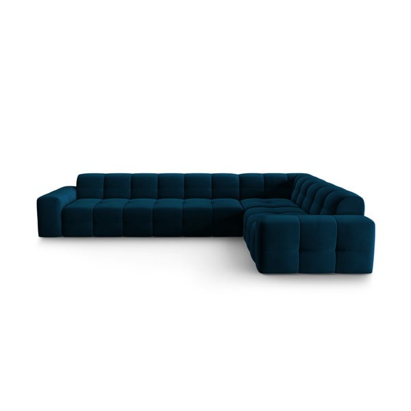 Tumši zils samta stūra dīvāns (labais stūris) Kendal – Micadoni Home