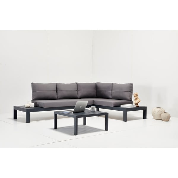 Melns/pelēks alumīnija dārza atpūtas komplekts 3 personām Verona – Floriane Garden-image-1