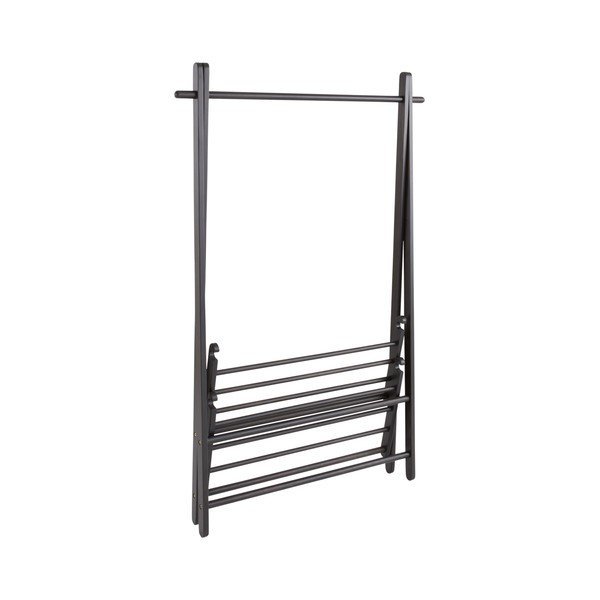 Melns priedes masīvkoka drēbju pakaramais statīvs 100x150x41 cm Cole – Jotex-image-3
