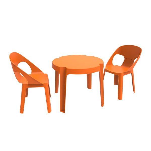 Oranžs bērnu dārza komplekts 1 galds un 2 krēsli Resol Julieta