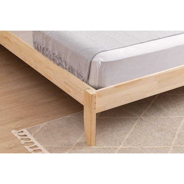 Dabīga toņa egles masīvkoka divvietīga gulta ar redelēm 140x200 cm Izabelya – Kalune Design-image-4