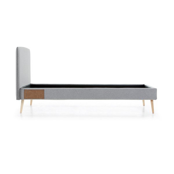Pelēka polsterēta gulta Kave Home Lydia, 90 x 190 cm-image-3