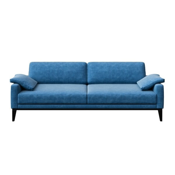 Zils trīsvietīgs dīvāns ar koka kājām MESONICA Musso Regular