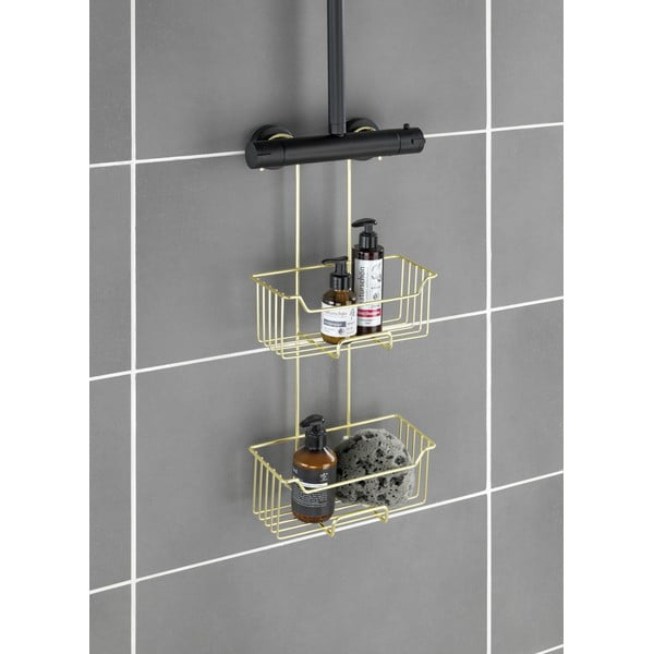 Zelta krāsas nerūsējošā tērauda piekarināms vannas istabas plaukts Milo – Wenko-image-1