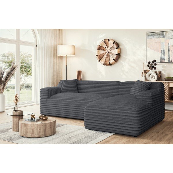 Tumši pelēks velveta stūra dīvāns (ar labo stūri/ar zvilni) Martin – Ropez-image-1